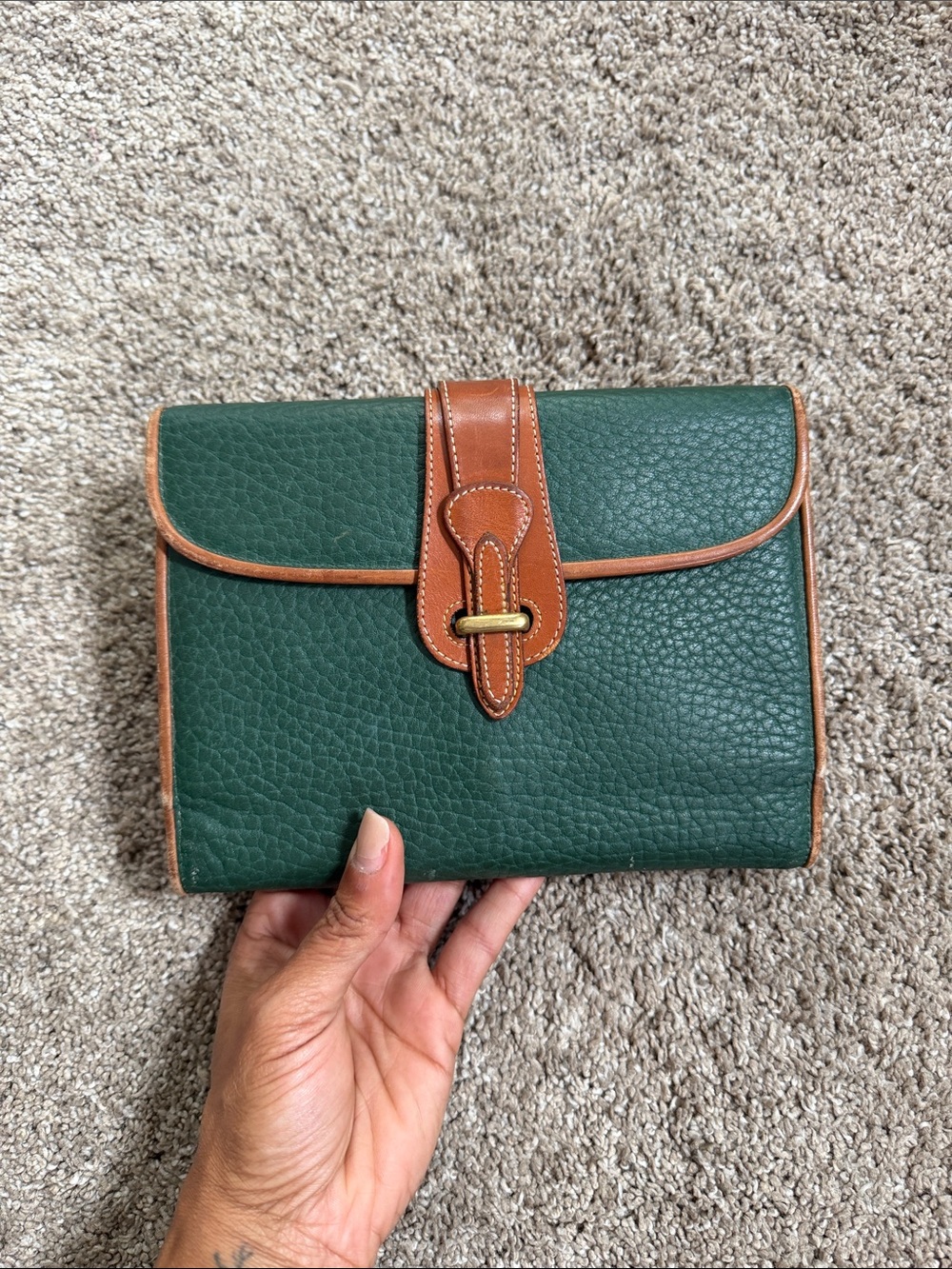 1983 Dooney & Bourke Vintage Green Pebbled Leather Organizer Wallet - Picture 14 of 17